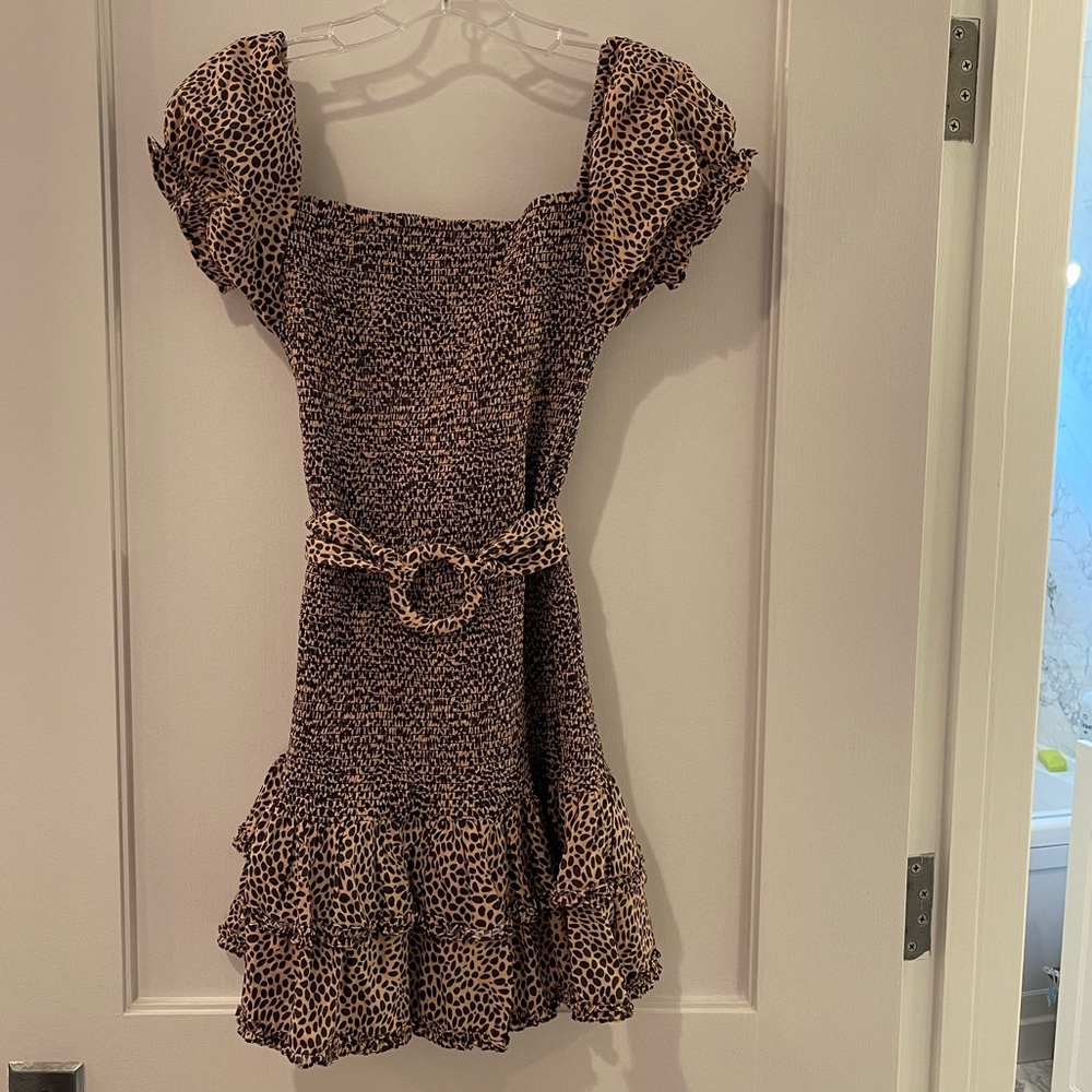 Leopard Print Maia Bergman Ada Smocked Dress | SZ M - Picture 2 of 8